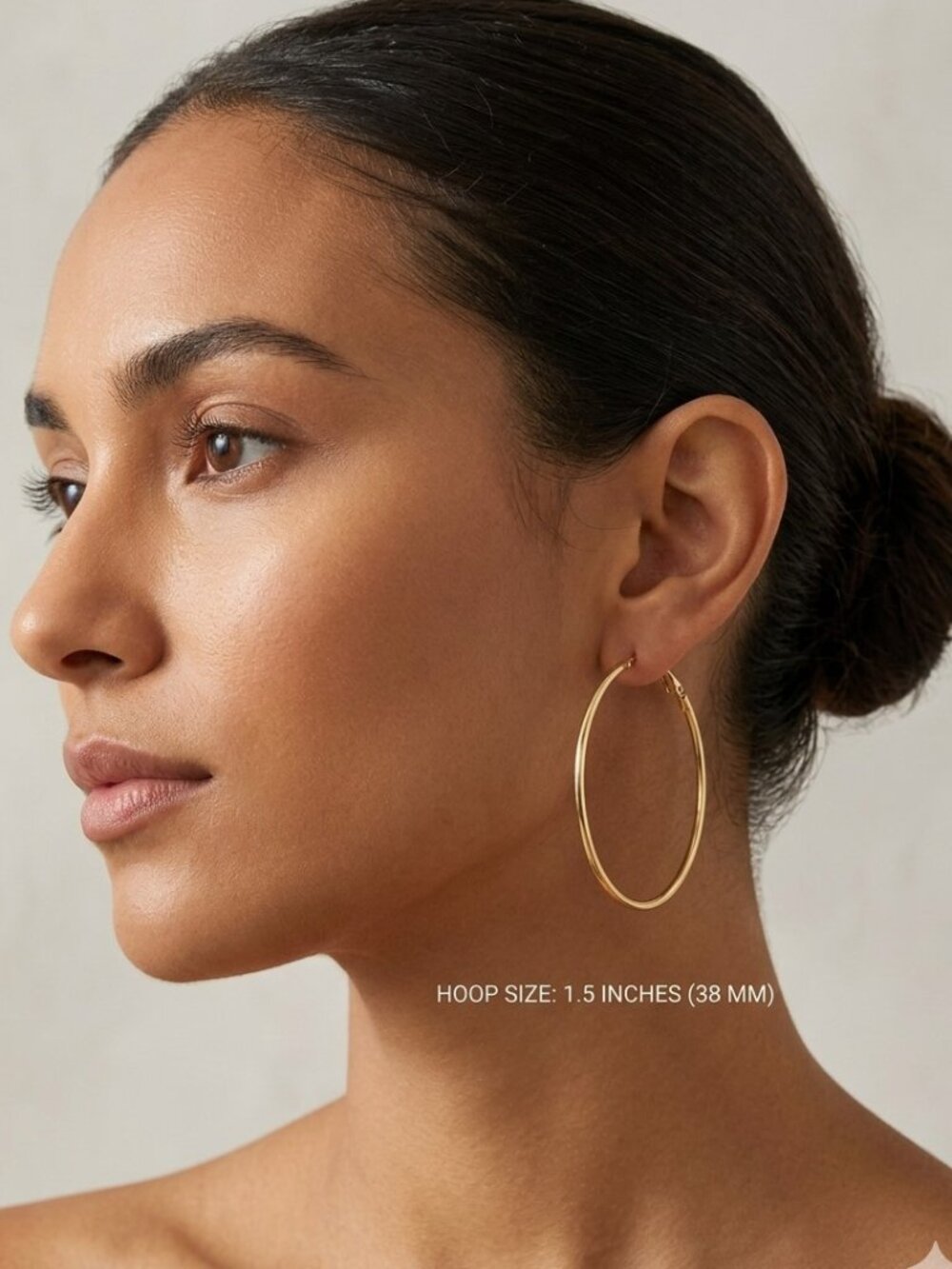 Gold Tone Metal Hoop Pierced Earrings Medium 1.5"